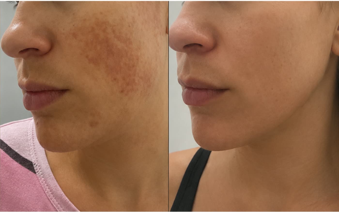 Before and after Microneedling Skin Renewal at Ora Medical Spa
